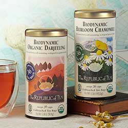 Republic of Tea Darjeeling and Chamomile tea tins