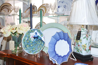 China, tableware and lamps at the Wooden Indian Ltd
