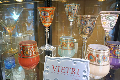 Vietri crystal glassware at the Wooden Indian Ltd