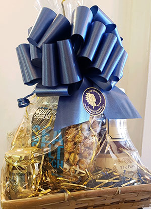 Wooden Indian gift basket of gourmet pantry items